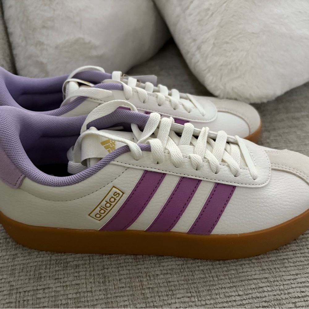 Adidas VL Court 3.0 White and Purple Sneakers